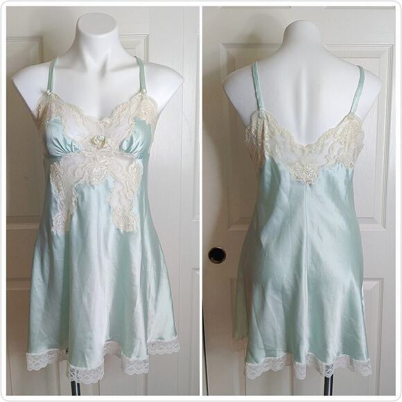 90s vintage Christian Dior lace satin babydoll chemise sz M - Picture 1 of 10